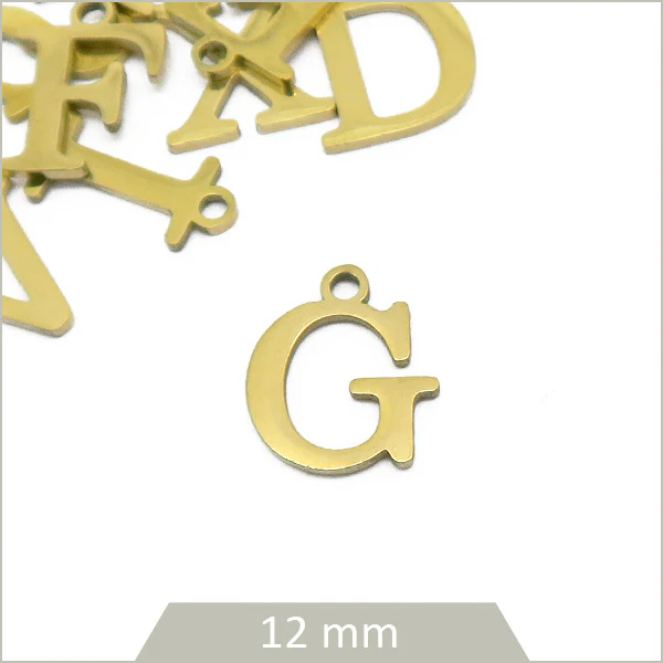 1 breloque lettre G en acier inoxydable doré