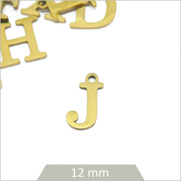 1 breloque lettre J en acier inoxydable doré