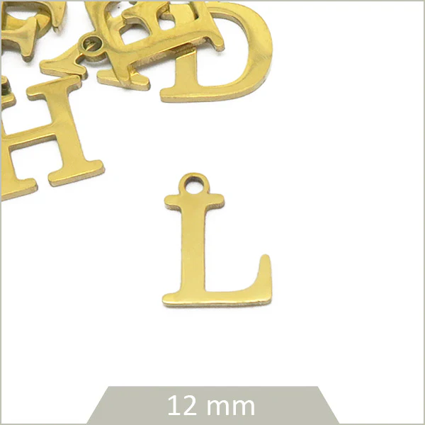 1 breloque lettre L en acier inoxydable doré