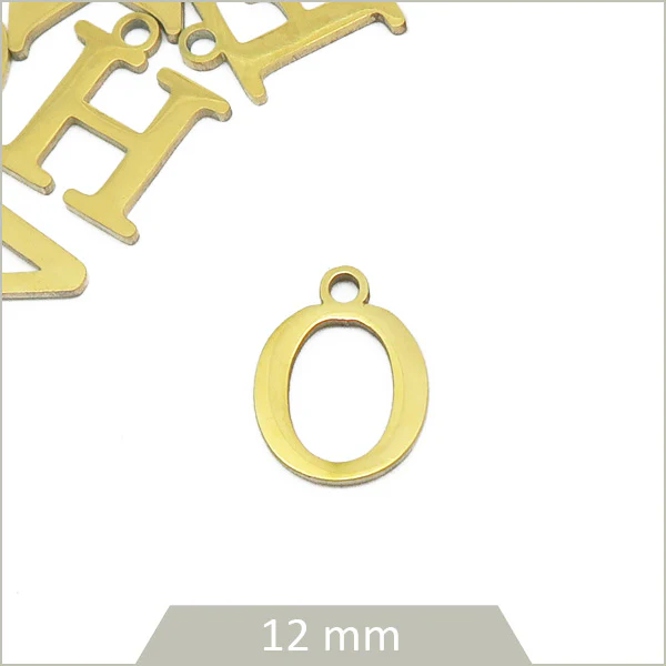 1 breloque lettre O en acier inoxydable doré