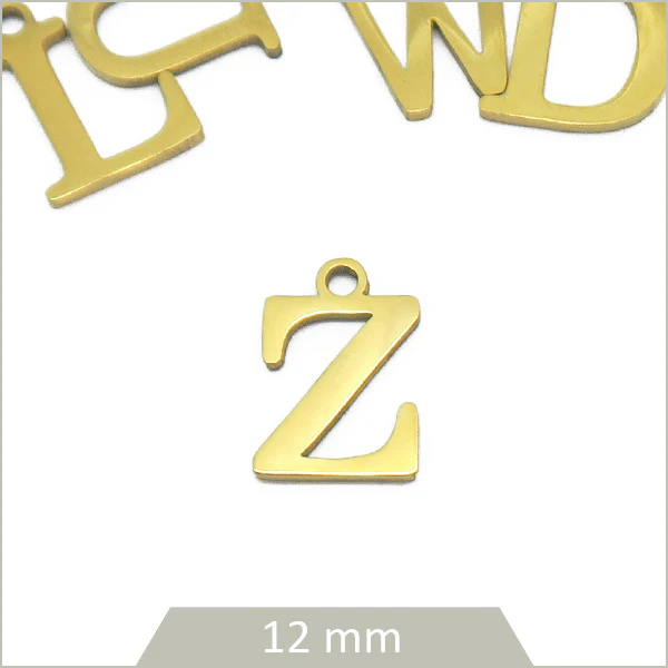 1 breloque lettre Z en acier inoxydable doré