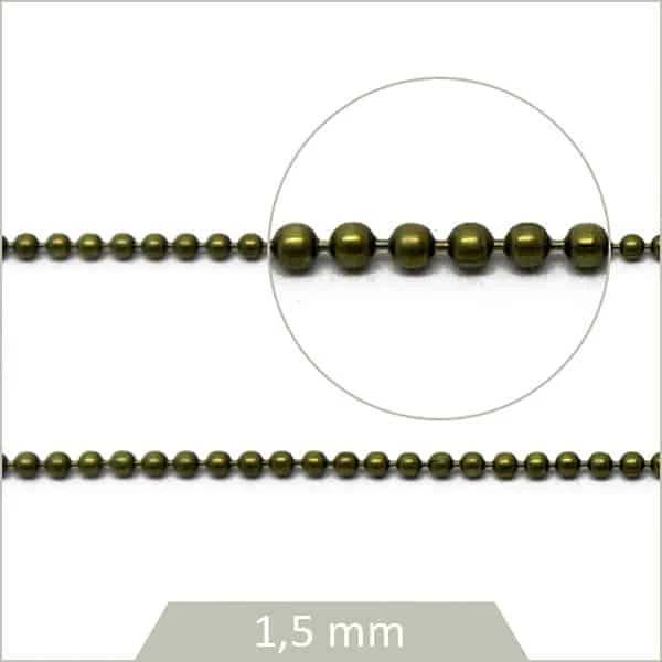 1 m chaîne bille 1,5 mm bronze, matériel pour colliers fantaisie
