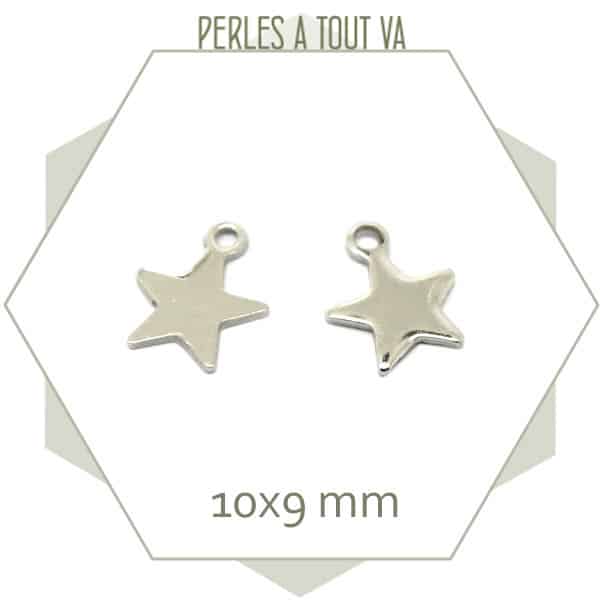 10 breloques étoiles en acier inoxydable 10x9 mm