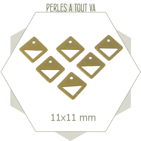 10 petites breloques losanges ajourés bronze