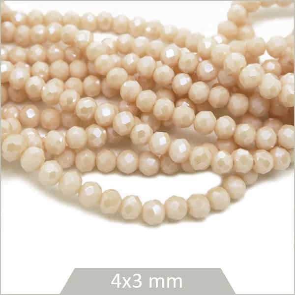 Env. 110 perles de verre à facettes donut nude 4x3 mm