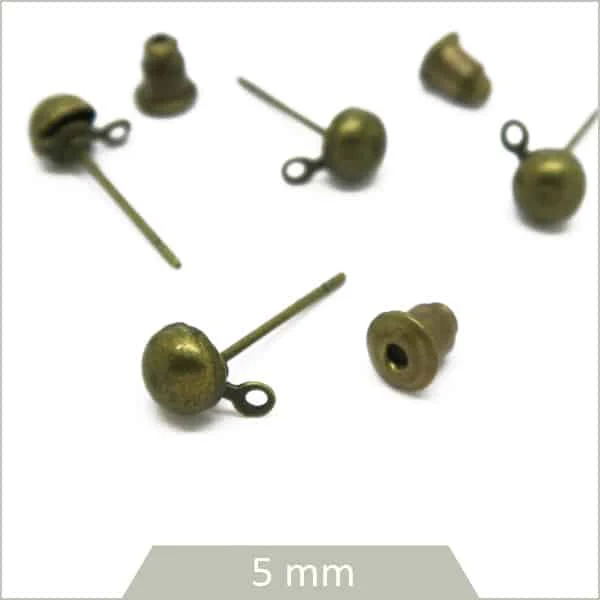 12 clous de boucles d'oreilles boule bronze
