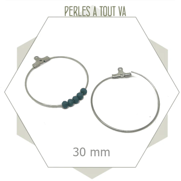 12 créoles en acier 30 mm