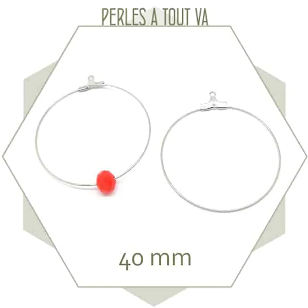 12 créoles en acier 40 mm