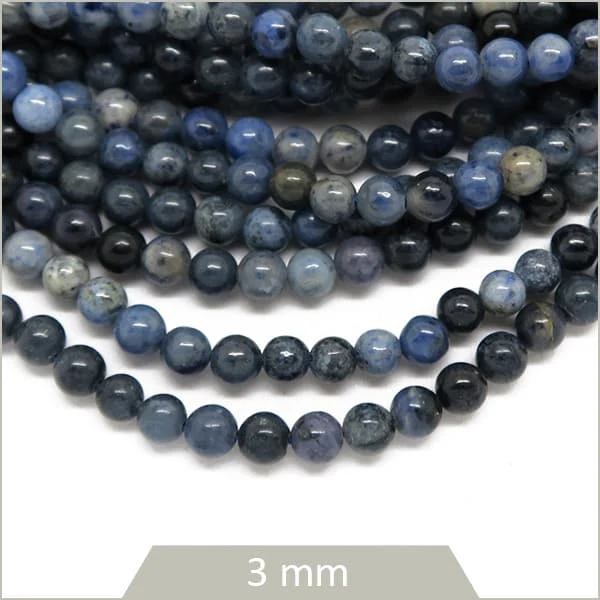 Env. 120 perles rondes en pierre Sodalite 3 mm