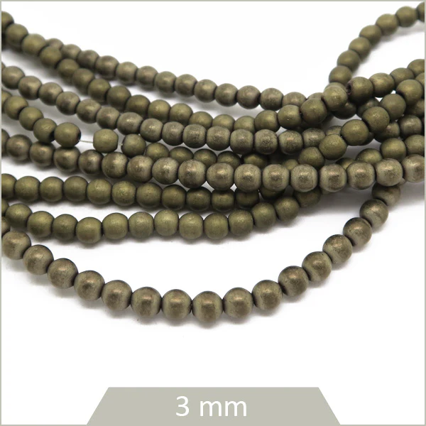 Env. 135 perles rondes en hématite 3 mm bronze mat