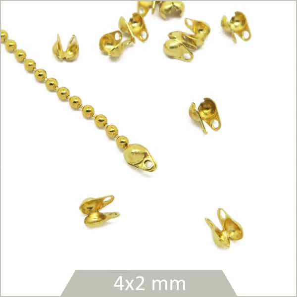140 embouts pour chaînes billes 1,5 mm en laiton brut