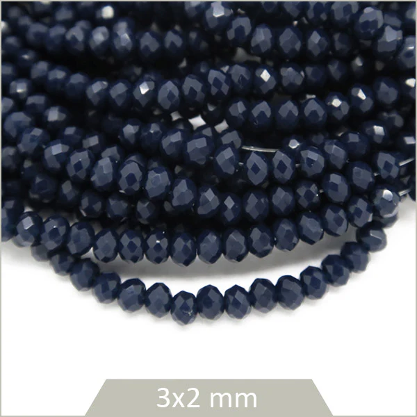Env. 145 perles de verre donut bleu marine opaque 3x2 mm