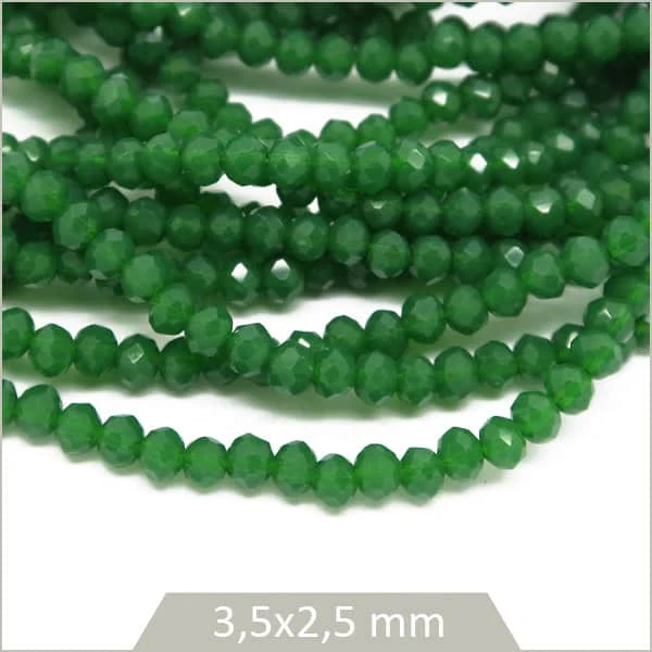 Env. 120 perles de verre donut vert brésil 3,5x2,5 mm