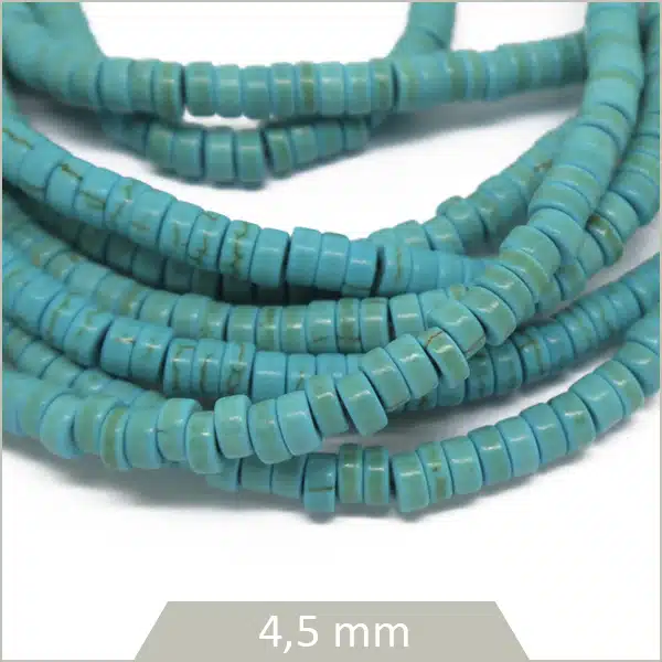 Env. 165 perles heishi en Howlite teintée turquoise