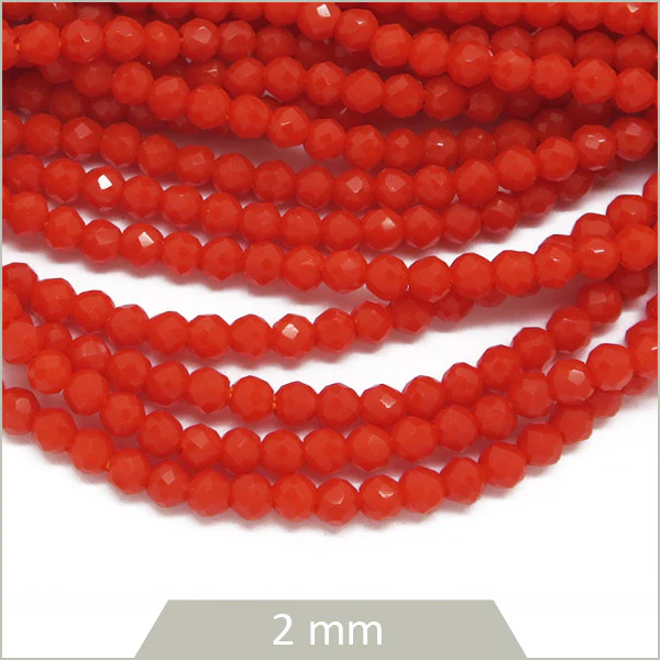 Env. 175 perles de verre à facettes 2 mm, corail