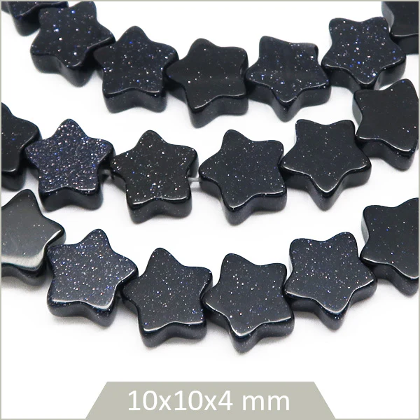 Env. 18 perles étoiles en Pierre de sable bleue