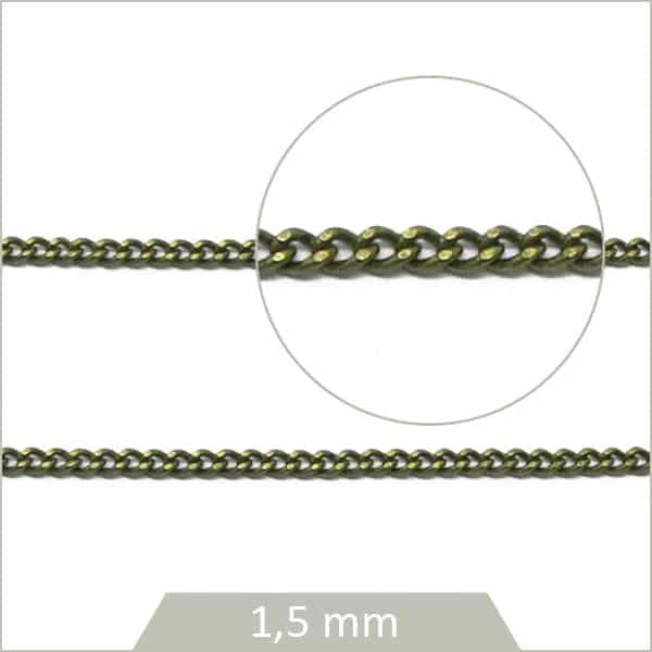 1 m de chaîne 1,5 mm bronze, chaîne à maillons soudés