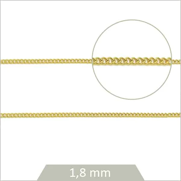 1 m de chaîne gourmette en acier doré 1,8 mm