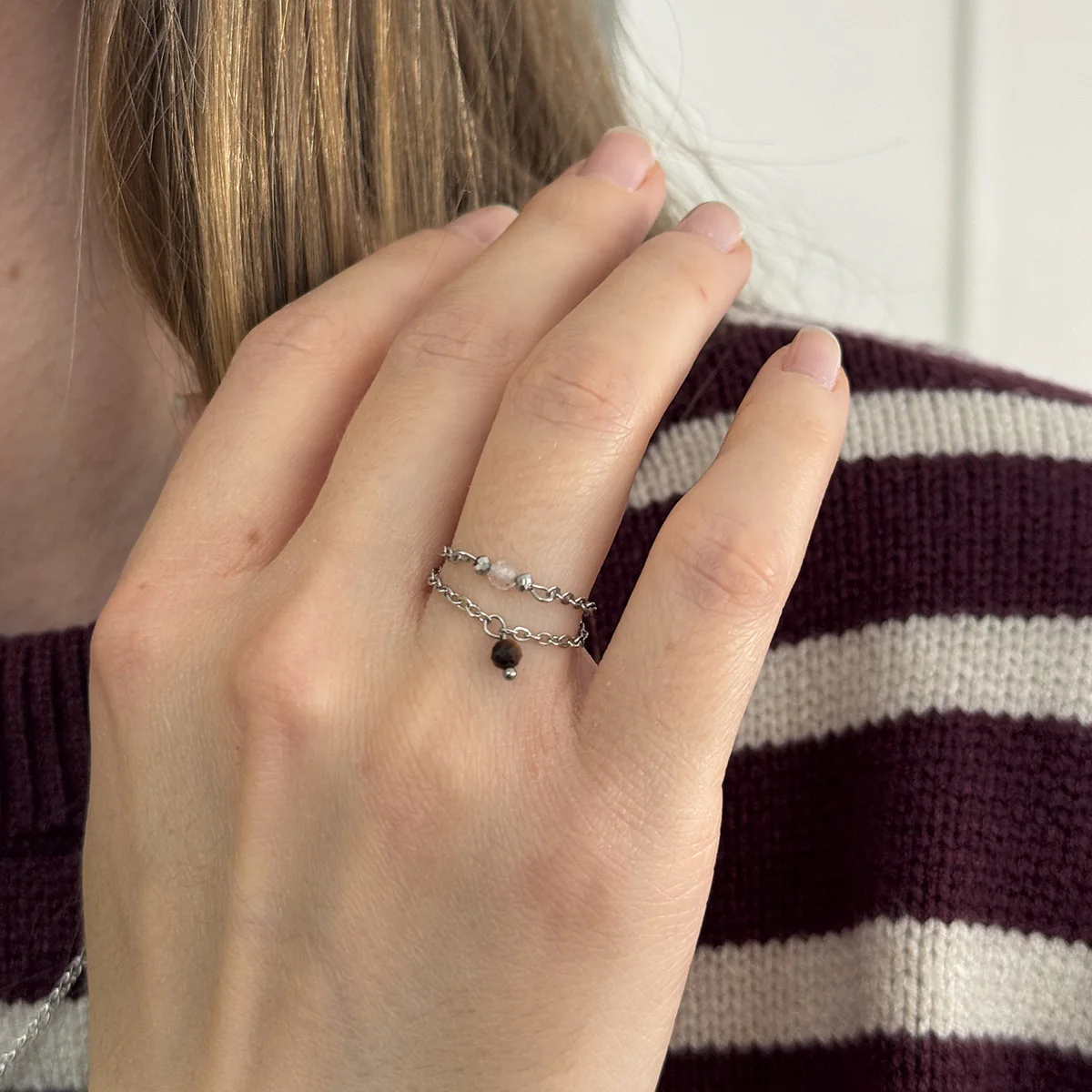 1 m de chaîne ovale en acier argent 1,5 mm, chaîne forçat - Image 2