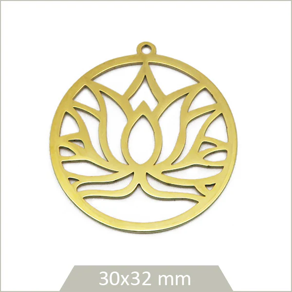 2 grandes breloques lotus en acier inoxydable doré