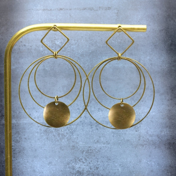8 clous de boucles d'oreilles losange bronze - Image 2