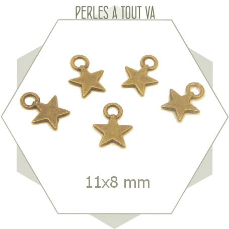 20 breloques en forme d'étoiles couleur bronze