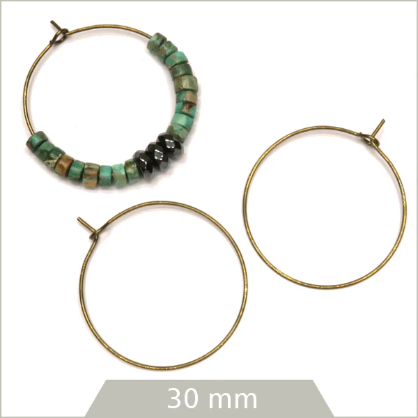 20 créoles 30 mm laiton bronze