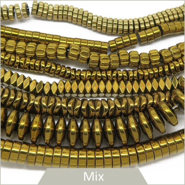 20 g de MIX de perles rondelles en hématite doré