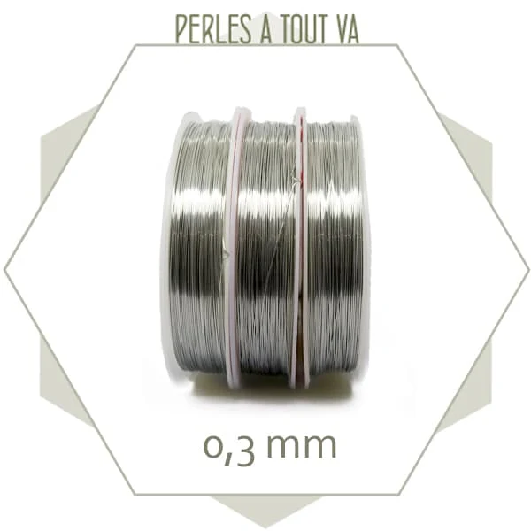 20m de fil de cuivre argent 0,3 mm