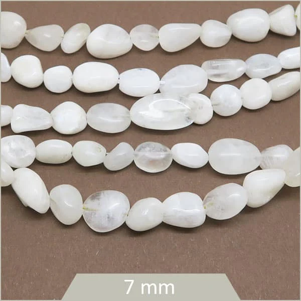 38 cm de perles galets Pierre de Lune calibre 7mm