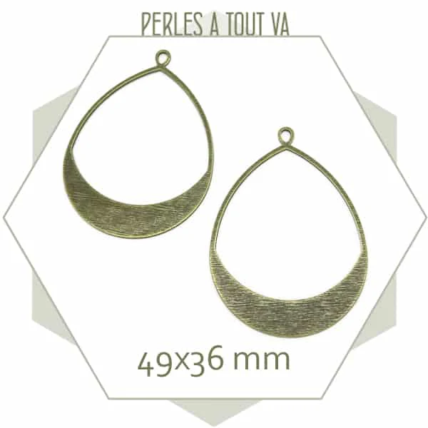 4 breloques créoles gouttes bronze, texture striée