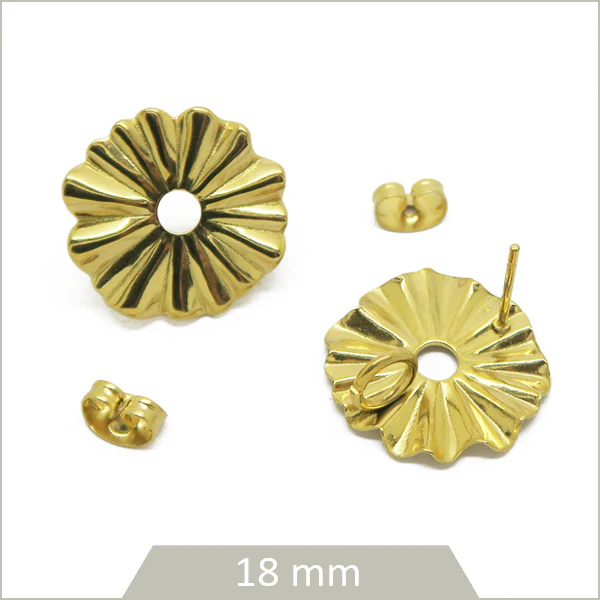 4 clous de boucle d'oreilles fleur en acier doré
