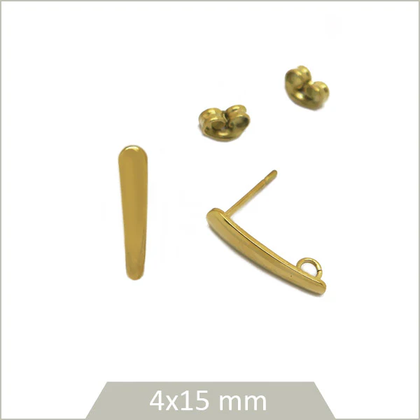 4 clous de boucles d'oreilles bâtons en acier inoxydable doré 304