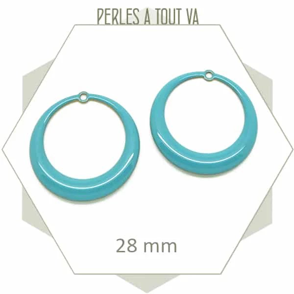 4 créoles effet émaillé bleu lagon