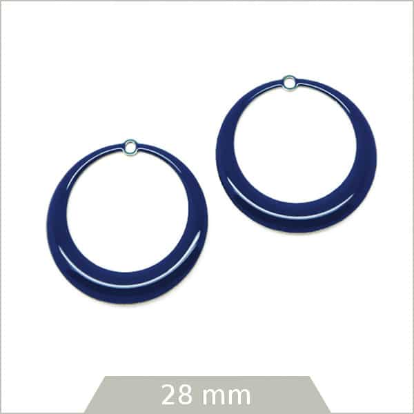 4 créoles effet émaillé bleu marine