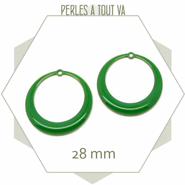 4 créoles effet émaillé vert Brésil