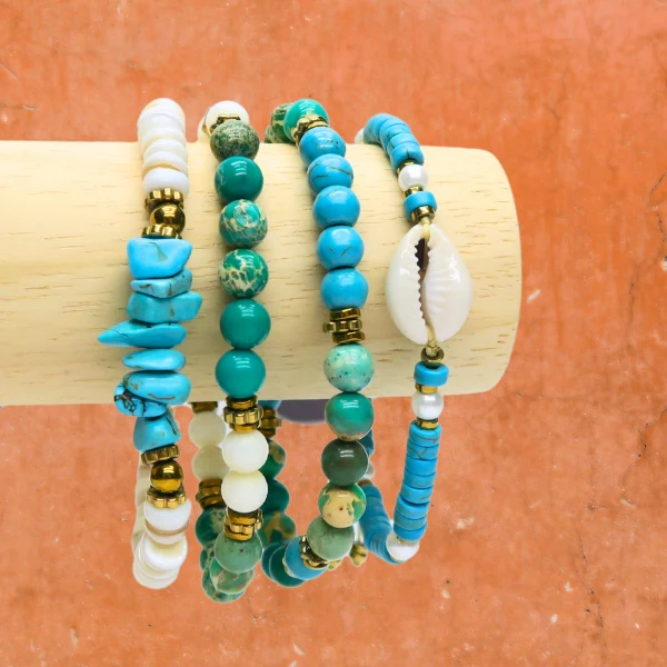 Env. 165 perles heishi en Howlite teintée turquoise - Image 2