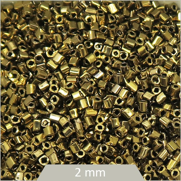 40 g de perles cubes en verre bronze irisé 2 mm