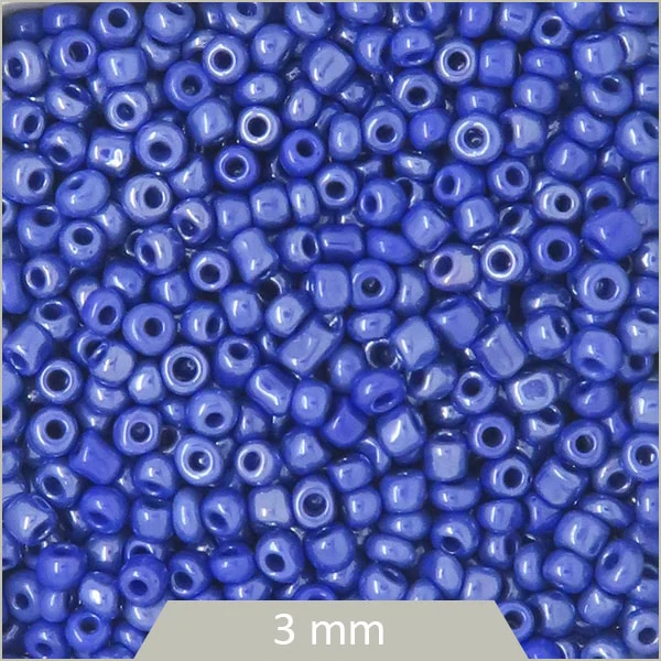 40 g de perles rocailles bleu cobalt irisé 3 mm