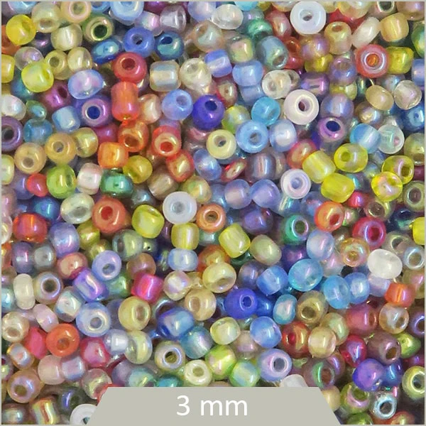40 g de perles rocailles mix de couleurs lustrées 3 mm