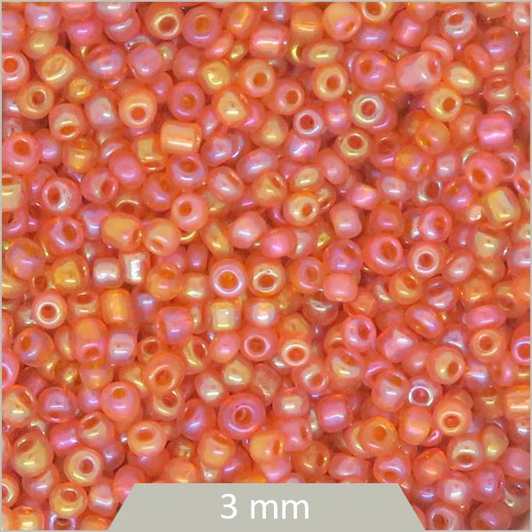 40 g de perles rocailles orange lustré 3 mm