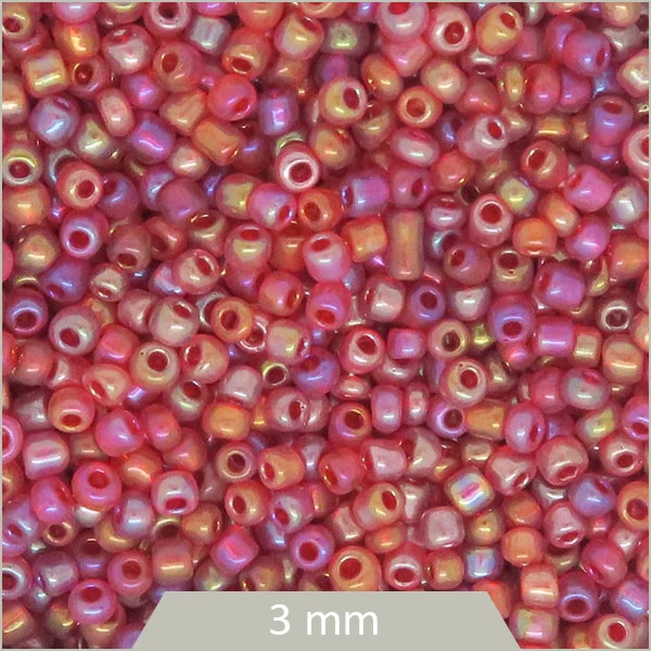 40 g de perles rocailles rouge framboise lustré 3 mm