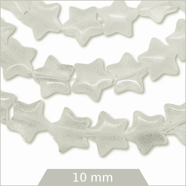 Env. 40 perles étoiles transparentes en verre dépoli