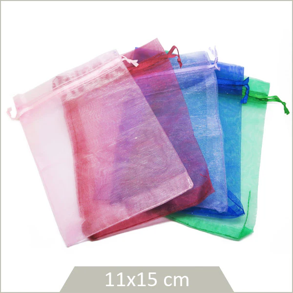 10 pochons en organza, mix de couleurs 11x15cm - Image 3