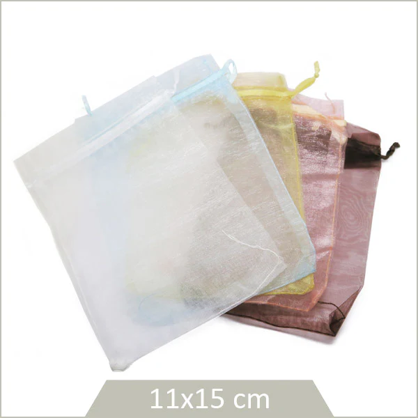 10 pochons en organza, mix de couleurs 11x15cm - Image 4