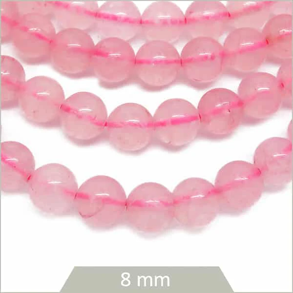 Env. 45 perles rondes en Quartz rose, 8 mm
