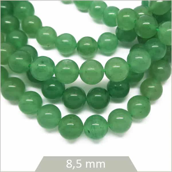 Env. 45 perles rondes en Aventurine, 8,5 mm