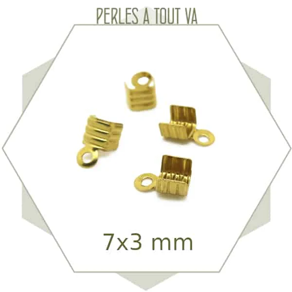 30 embouts de cordon laiton brut 3 mm