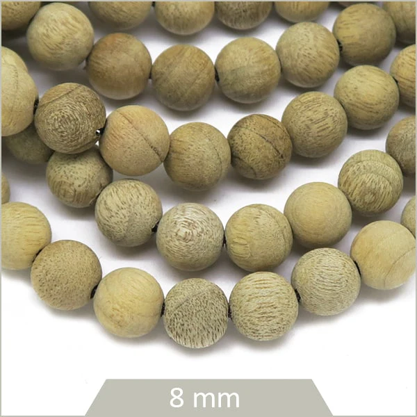 Env. 50 perles rondes de bois flotté, 8 mm