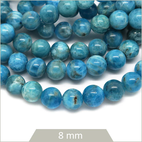 Env. 50 perles rondes en Apatite lagon 8 mm
